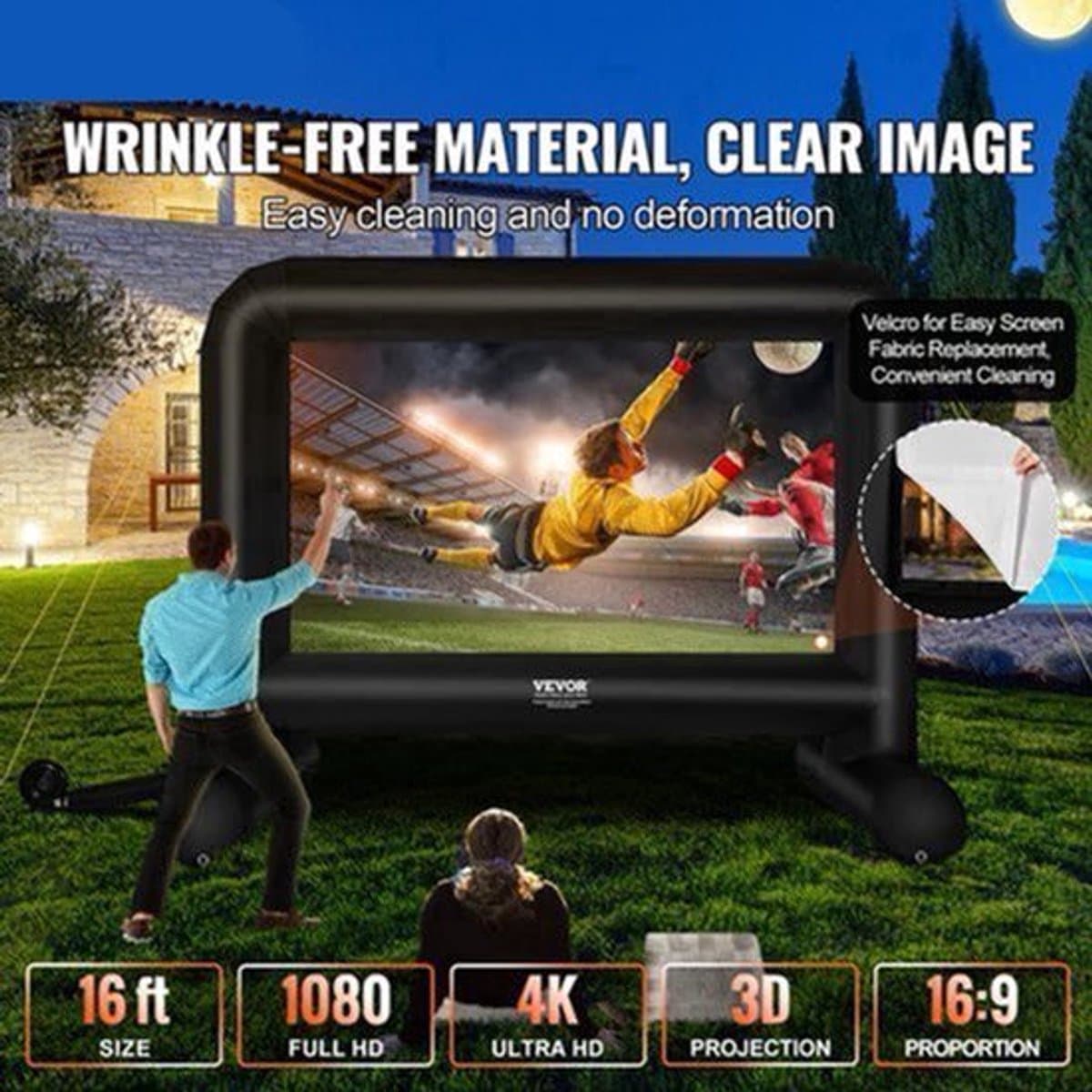 Beamer Scherm - Projector Scherm - Projector Screen - Projector Scherm voor Beamer - Projector Doek - Home Cinema Thuisbioscoop - Draagbare Beamer - Outdoor Projectie - 16ft — afbeelding 1