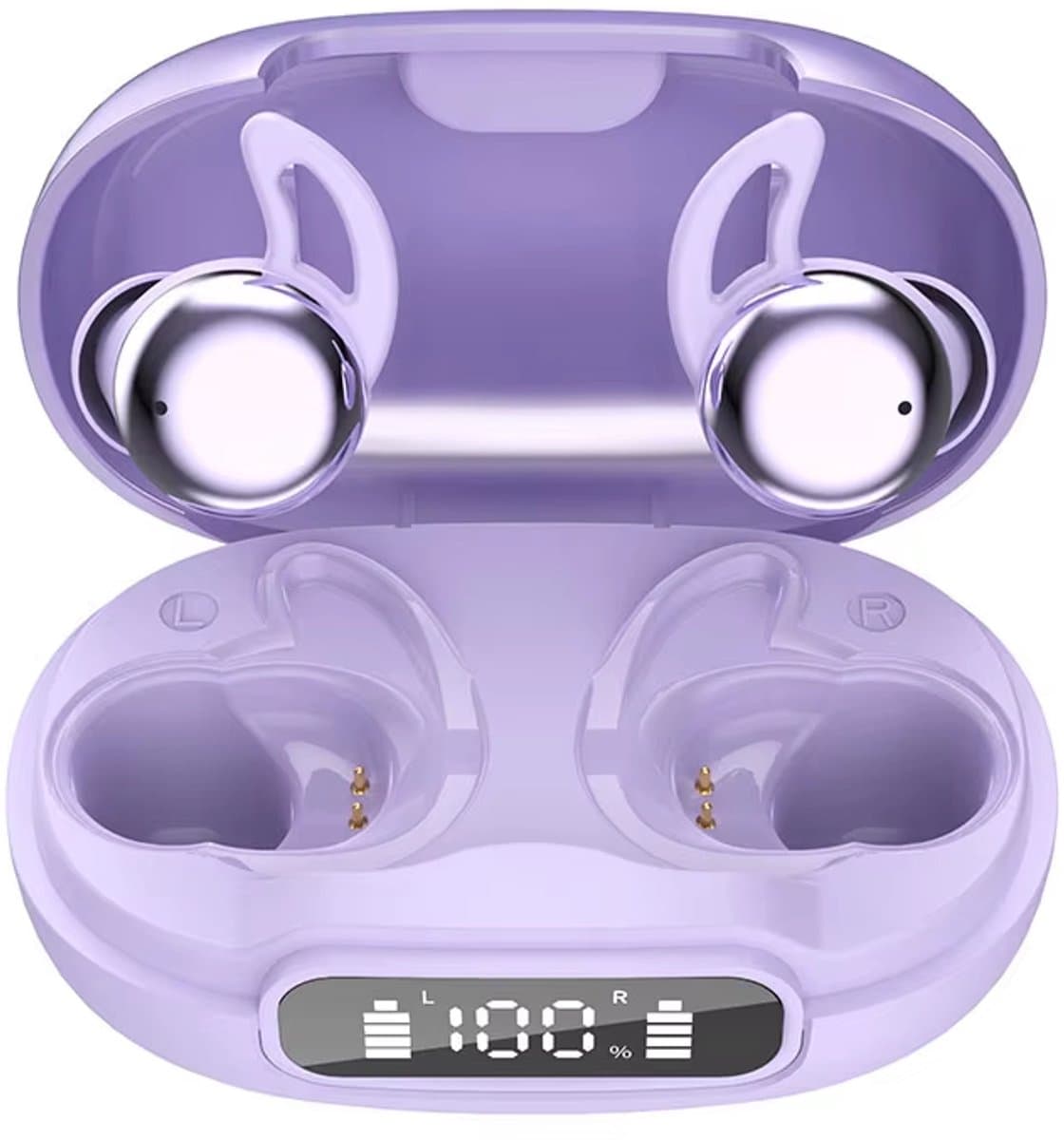 De Beste Gadgets Sleep Earbuds – Slaap Oordopjes voor Zijslapers – Bluetooth 6.1 – Noise Cancelling – White Noise – 48 Uur Batterij – USB-C – Paars — afbeelding 1