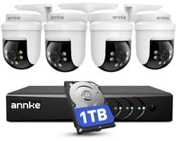 Bewakingscamera Set 5MP PTZ - 1 TB Opslag - Bedraad - Zwart - Voor Binnen En Buiten