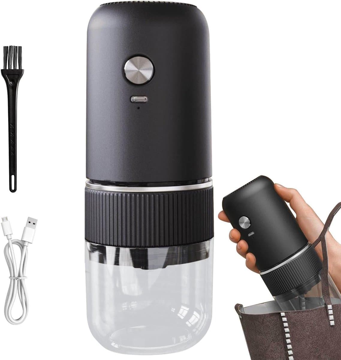 Koffiemolen, draagbare expressomachine, lichte koffiemachine, reisinkoffiemachine met schroef, oplaadbare koffiemachine, campingkoffiemachine, compacte koffiemolen — afbeelding 1