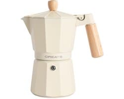 CREATE - Italiaanse koffiezetter - Gebroken wit - Zonder inductieadapter - 6 kopjes / 350ml - THERA MOKA RETRO
