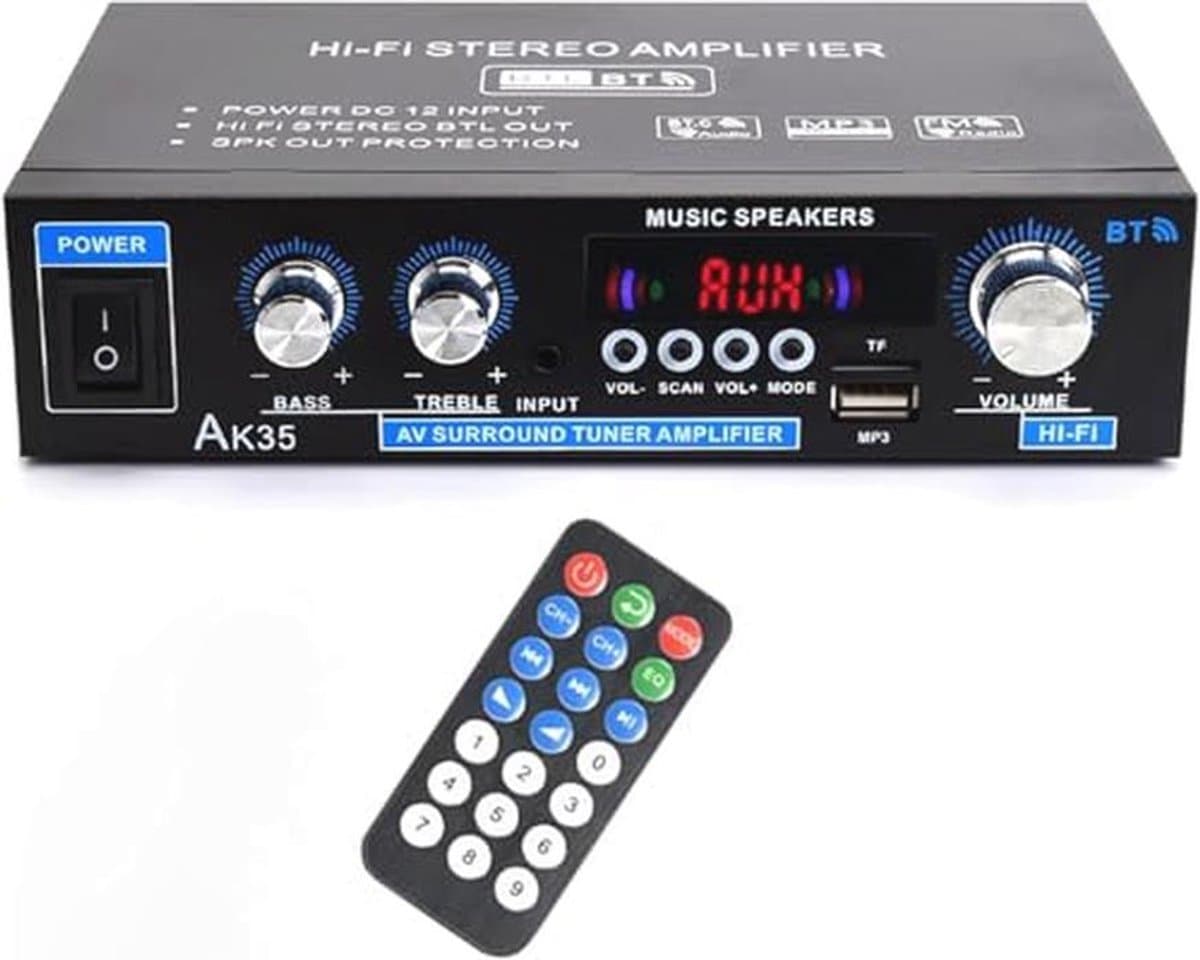 HiFi versterker met Bluetooth 5.0, mini audio versterker voor thuisbioscoop en karaoke — afbeelding 1