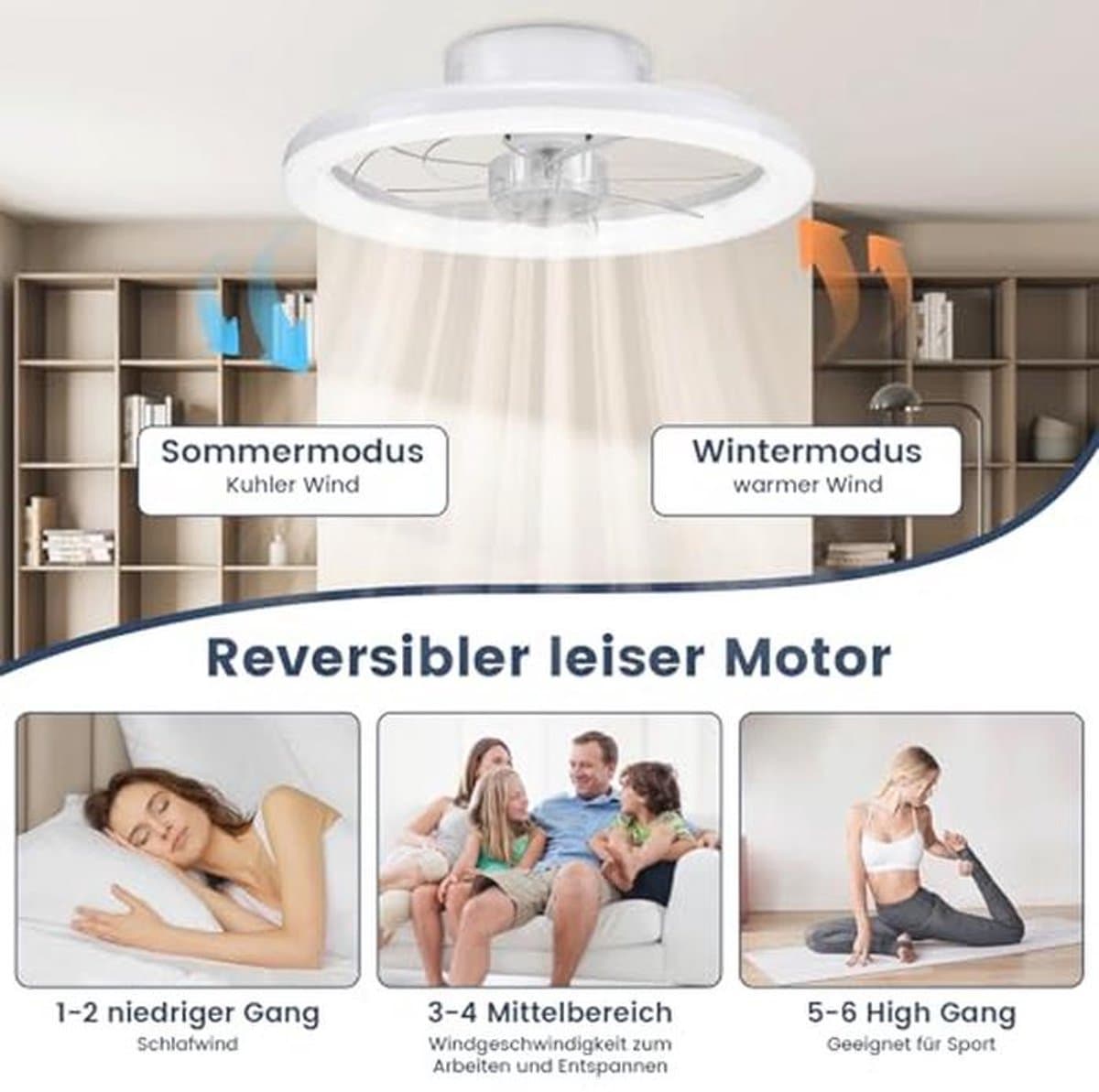 Plafondventilator 40 cm met stil licht en dimfunctie - 3 kleuren voor elk seizoen — afbeelding 1