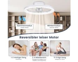 Plafondventilator 40 cm met stil licht en dimfunctie - 3 kleuren voor elk seizoen