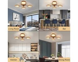 Moderne Dimbare LED Plafondlamp Ø74cm met Afstandsbediening en Houten Ringen
