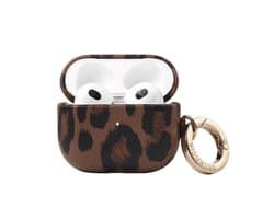 Selencia Sabi Case met panterprint - Hoesje geschikt voor AirPods 3 (2021) - Mocha Brown