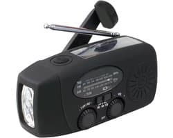 Noodradio - Bouwradio - Noodpakket - Noodradio Solar Opwindbaar - Noodpakket voor thuis - Draagbare radio - Powerbank 2000 mAh - Zwart