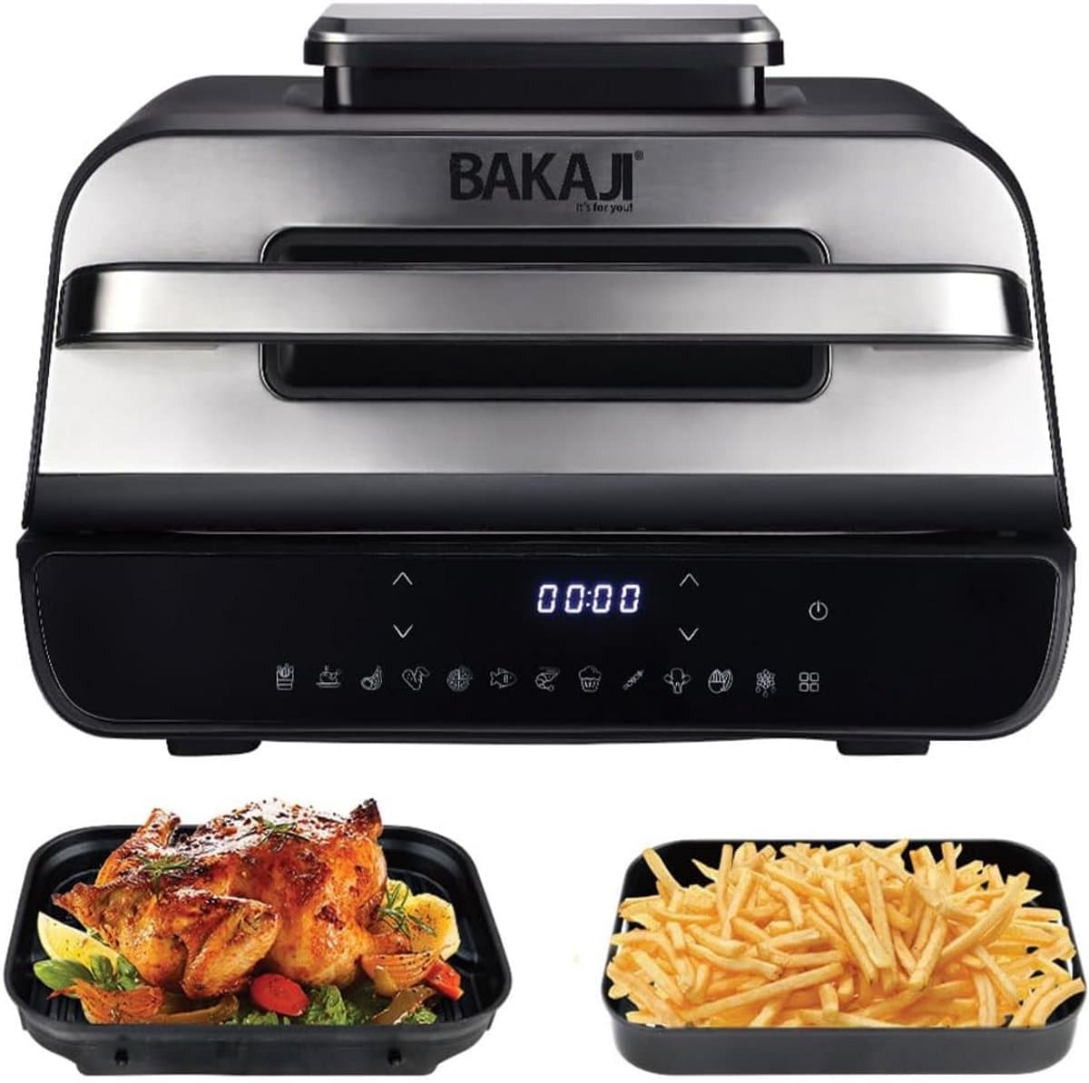 XXL Heteluchtfriteuse Combi met Grillpan - 6L Capaciteit en 6 Kookstanden - 1800W — afbeelding 1