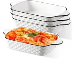 PromoHome Set van 4 Keramieken Ovenschaaltjes met Handvatten - Voor Oven, Magnetron en Airfryer