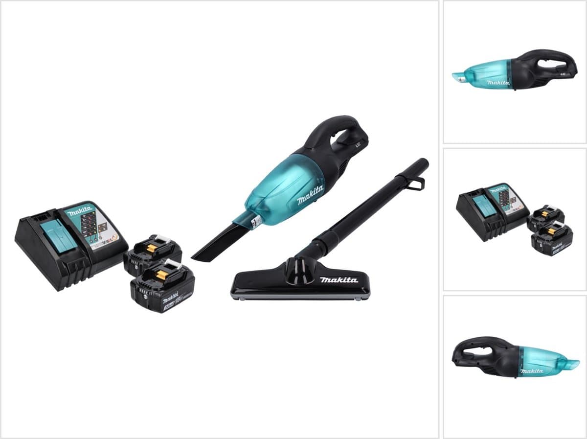 Makita DCL 180 RF B accu stofzuiger 18 V zwart + 2x oplaadbare accu 3.0 Ah + lader — afbeelding 1