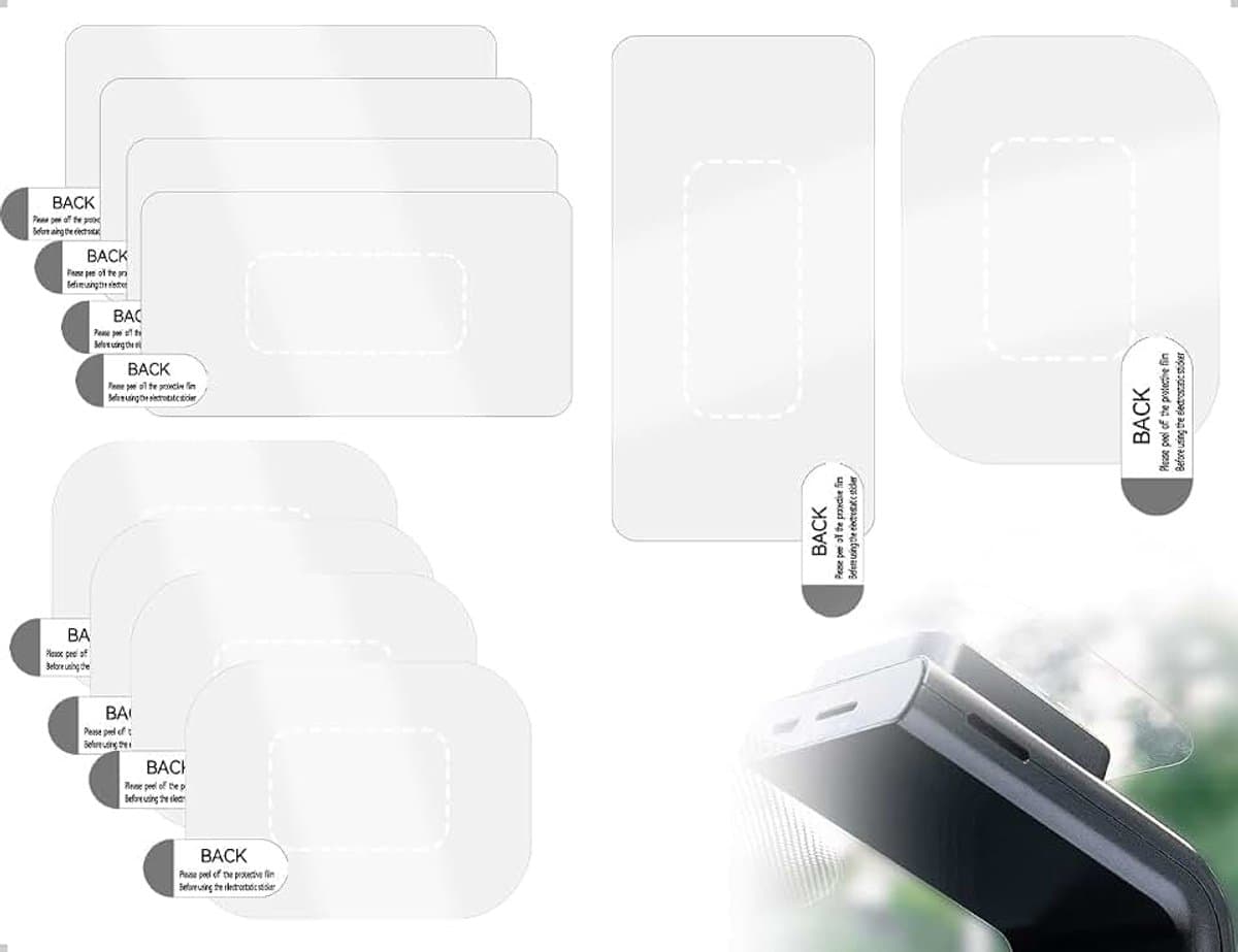 Verpakking met 8 stickers, compatibel met dashboardcamera, transparante kleefpads voor voorruiten, antistatische folies — afbeelding 1