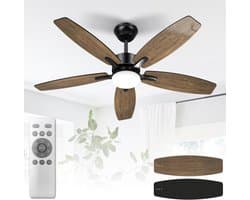 Plafondventilator met Verlichting – 106 cm – Stil – Dimbaar – 6 Snelheden – Afstandsbediening – Wit