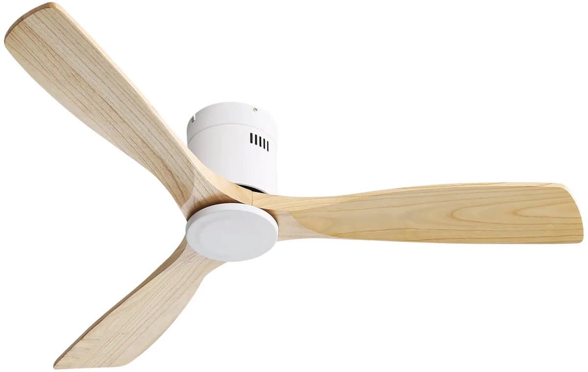 Plafondventilator 132 cm - met afstandsbediening - 6 snelheidsstanden - timer - zonder licht - 3 massief houten bladen — afbeelding 1