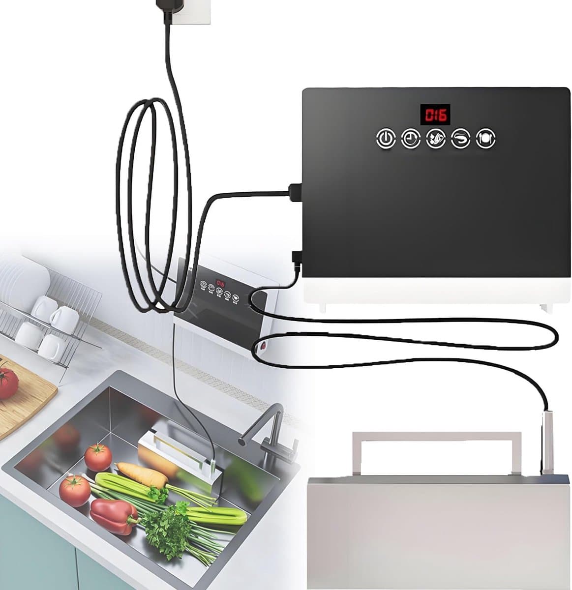 Draagbare Vaatwasser - Mini Vaatwasser - Keuken Reinigen - Geen Installatie Nodig - 36 x 27 x 27 cm - Zilver — afbeelding 1