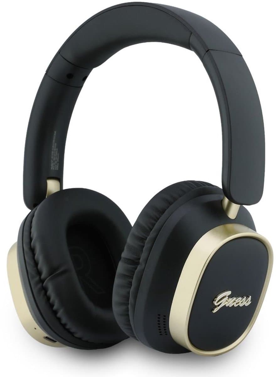 Guess Draadloze Koptelefoon met ENC - Rectangle Metal Script Logo Over-Ear Bluetooth Headphone - Zwart — afbeelding 1