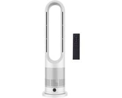 Staande Ventilator - Torenmodel - Verkoeling en Warmte - Bladloos Ontwerp - 90 Graden Oscillatie - Wit Zilver