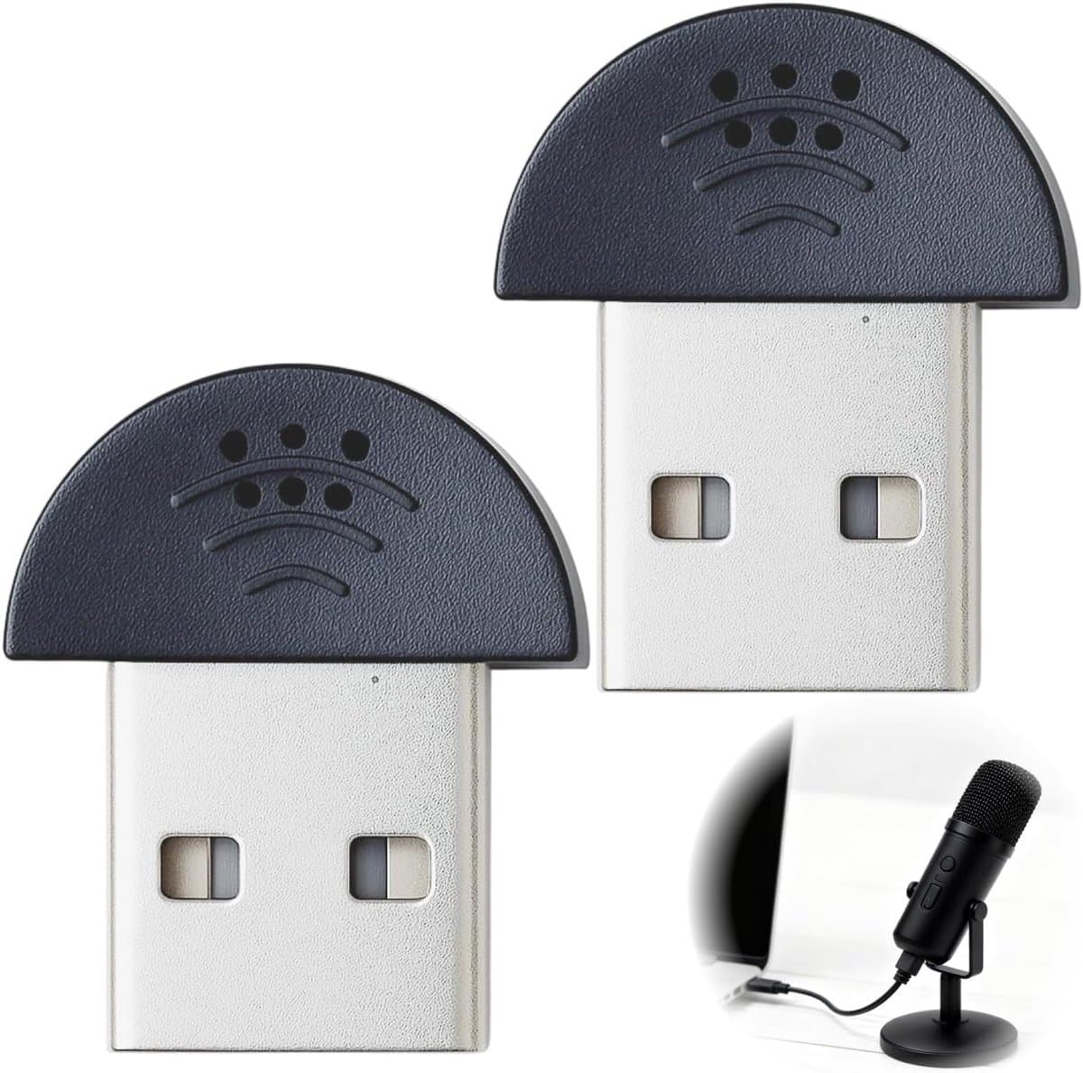 2 stuks Mini USB 2.0 Omnidirectionele 360° Microfoon voor PC – Zeer Gevoelige USB-microfoon voor Computer – Microfoon voor PC en Opname — afbeelding 1