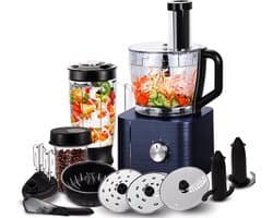 Keukenmachine Donkerblauw - 1100 W Vermogen - 3,2 L Mengkom - Kunststof En RVS - Multifunctioneel Voor Huishoudelijk Gebruik