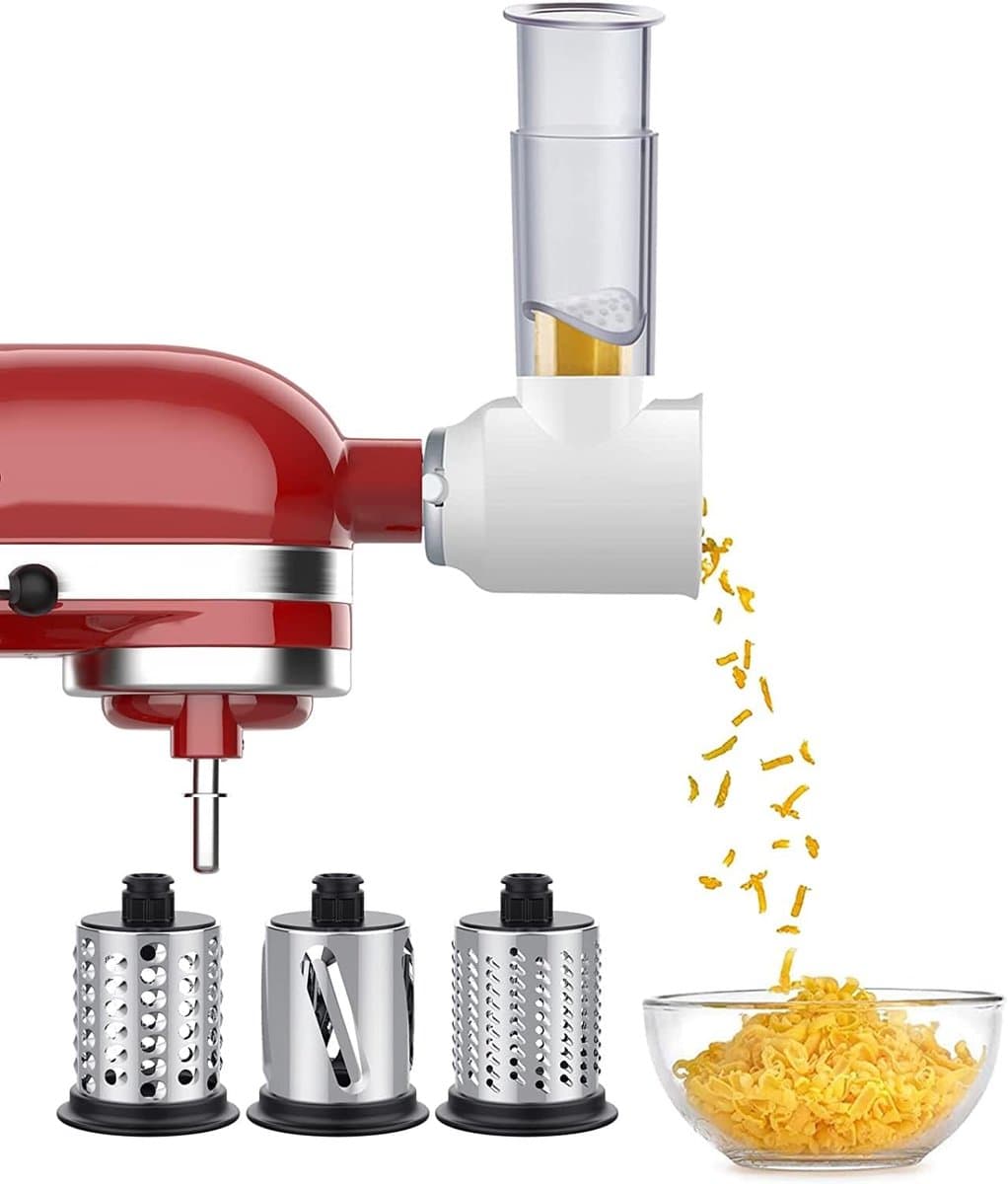 Thijox - Groentesnijder voor KitchenAid Keukenmachine - Snijder Versnipperaar Hulpstuk - Kaasrasp Set - Wit - Keukenaccessoire voor Groenten en Kaas — afbeelding 1