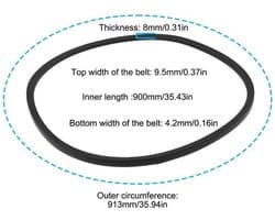 Grasmaaier V-riem 2 stuks - Compatibel met SABO 52-151 H mA - Rubber met polyester - Bovenbreedte 9,5 mm - Binnenlengte 900 mm - Duurzaam en flexibel - V-snaar