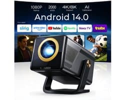 SnelShoppen - 2000 ANSI Native 1080P Smart Projector, 4K Ondersteund, Mini Projector met WiFi & Bluetooth, Auto Focus, Keystone, Ideaal voor Thuisbios