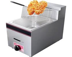 Gasfriteuse Roestvrij Staal - Friteuse Keuken - Frituren Thuis - 10L Enkele Tank