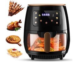 Airfryer met Venster - Heteluchtfriteuse Airfryer - Gezond Koken - Zichtbaar Bakproces - 5 Liter - Zwart