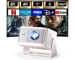 Mini Projector - Draagbaar - 1080P Full HD Resolutie - Ondersteunt 4K/8K - Voor Thuisgebruik