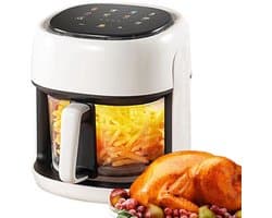Luchtfriteuse - Airfryer Frituurpan - Snelle Maaltijden - Panoramische Mand - 45 Liter - Zilver