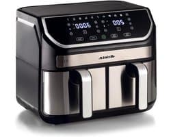 Heteluchtfriteuse Dubbele Mand - Airfryer XL - Gezond Koken - 11 Programma's SYNC Functie - 9 Liter - Bruin