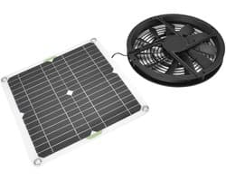Zonnepaneel Afzuigventilator - Solar Ventilator Kit - Temperatuur Reguleren - Waterdicht Ontwerp - 10 Inch - Zwart