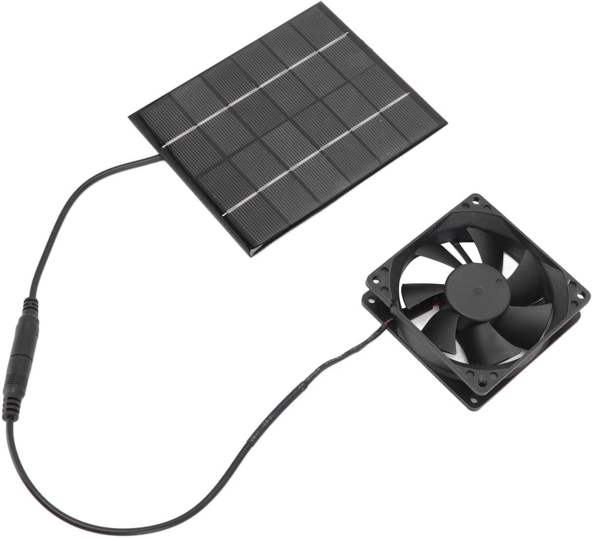 Zonnepaneel Afzuigventilator - Zonneventilator Kas - Ventilatie Verbeteren - Dubbel Metalen Beschermnet - 13.5 x 11 cm - Zwart — afbeelding 1