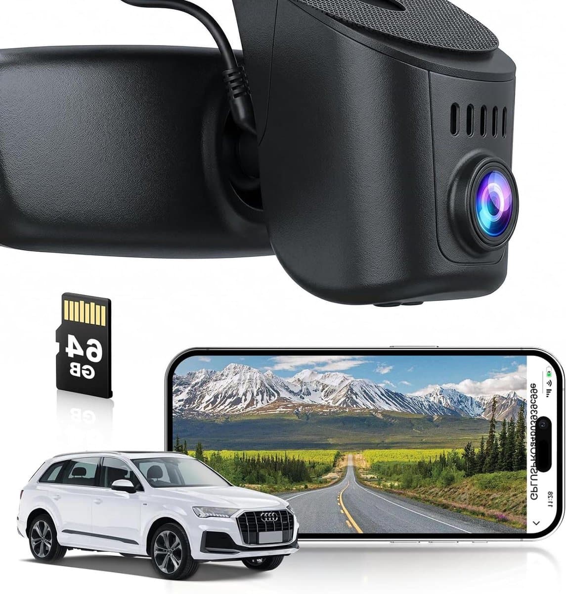 Dashboardcamera - Autocamera DVR - Veilige Rit Registratie - 4K Ultra HD Resolutie - 64 GB SD-kaart - Zwart — afbeelding 1