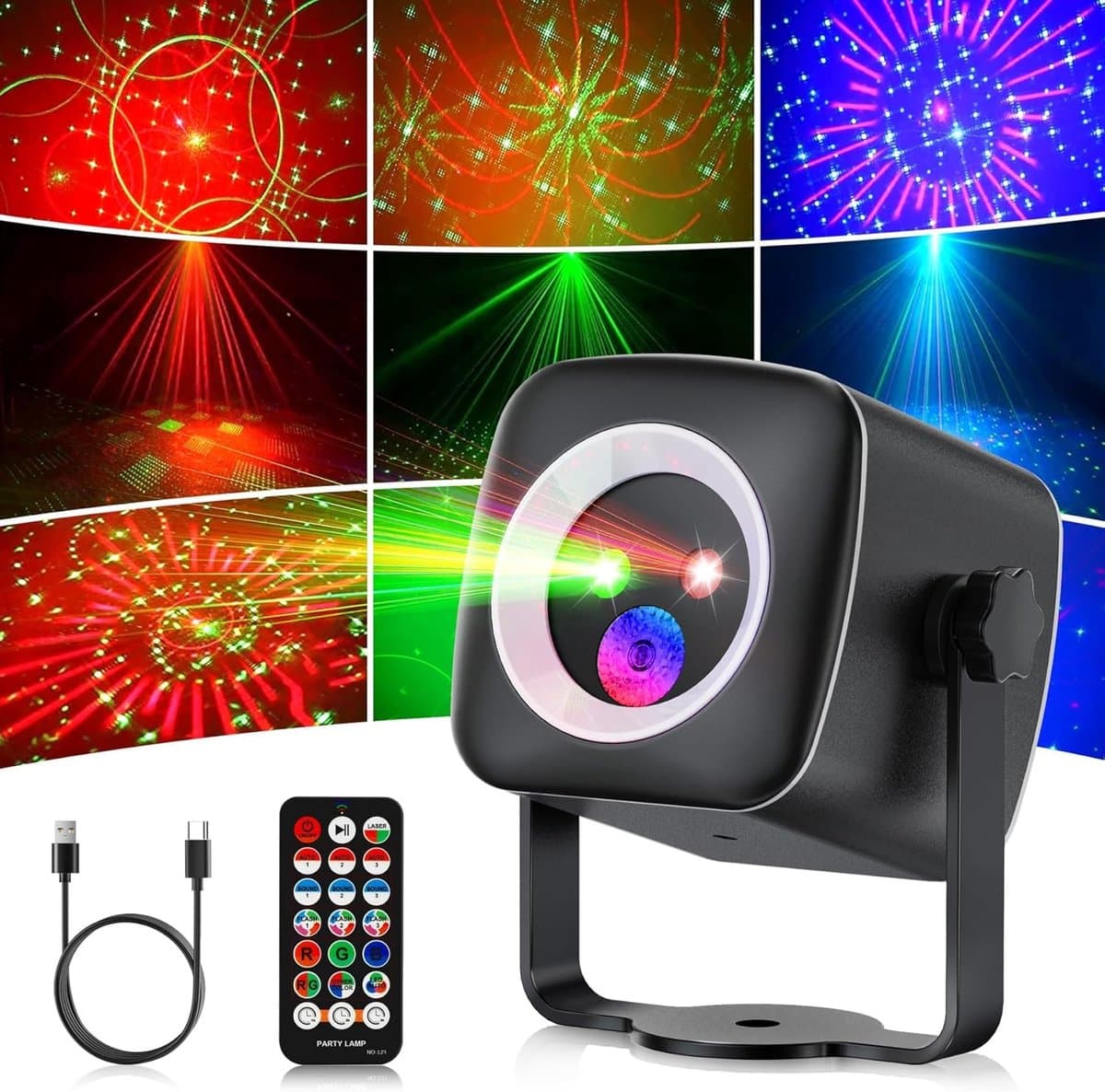 Discobal, muziekgestuurd, discolicht, partylicht, 60 verschillende patronen, stroboscoopeffect, partylicht met afstandsbediening en 2 m USB-kabel voor familie, feesten, clubs, verjaardagen,Kerstmis — afbeelding 1