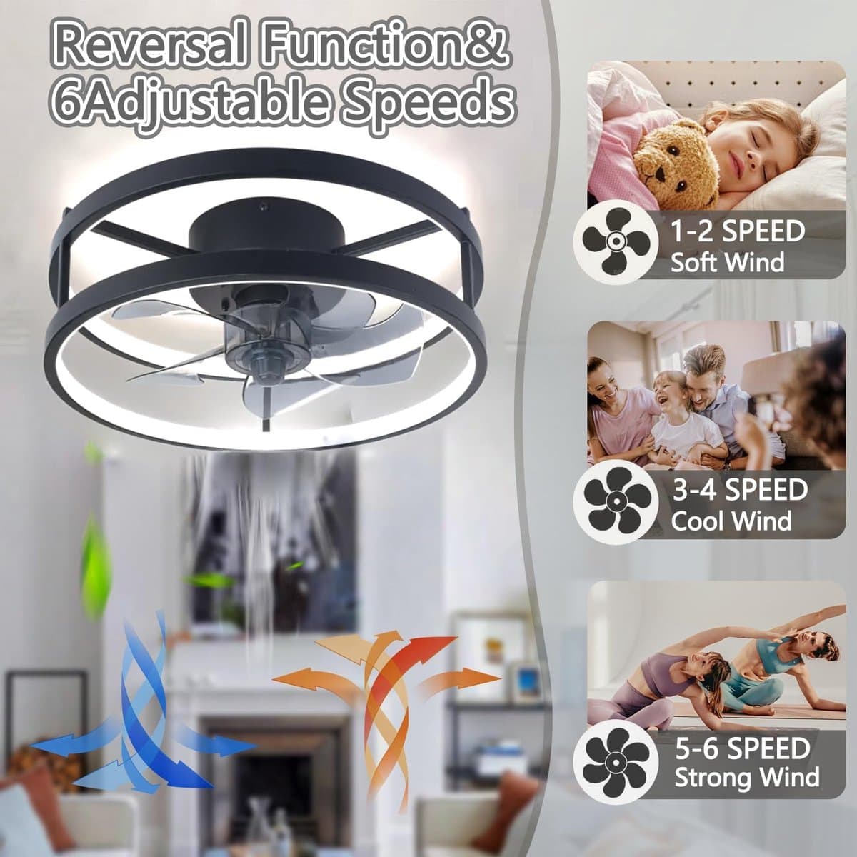 Moderne Dimbare Plafondventilator met Verlichting en Afstandsbediening - Stille en Efficiënte Ventilator voor Slaapkamer en Eetkamer — afbeelding 1