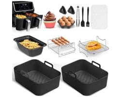 Daity 12-delige - Airfryer accessoires - Geschikt voor Ninja Airfryer Accessoires - Voor SL400EU - AF300EU - AF400EU - AF140EU - AF500EU - Rechthoekig