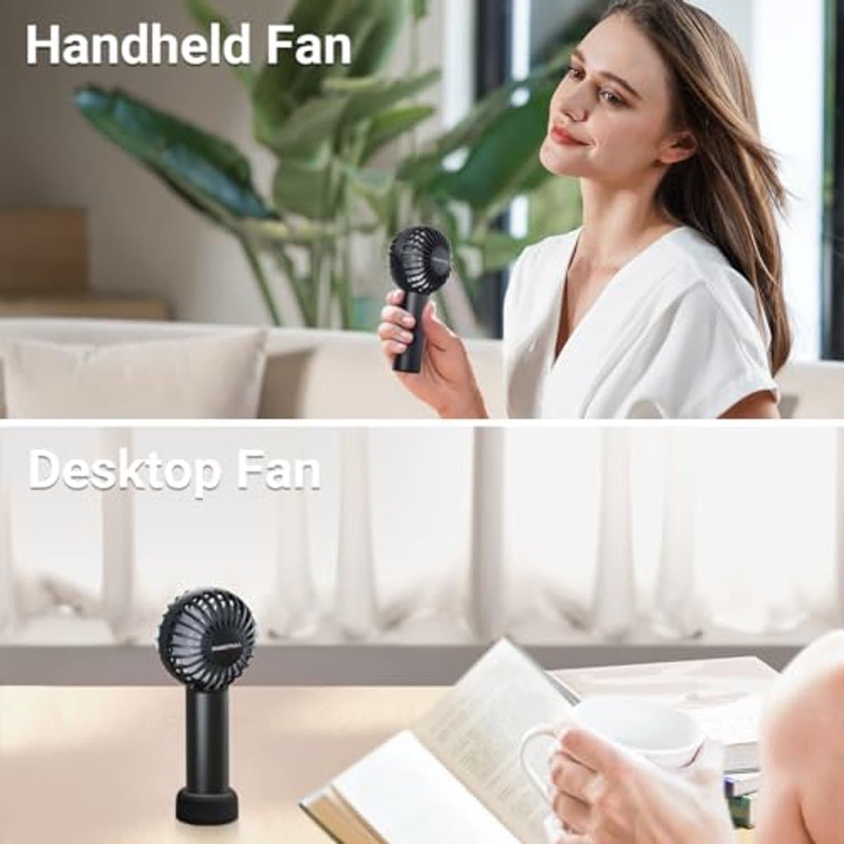 Draagbare Mini Ventilator - Oplaadbare Handventilator met 3 Snelheden voor Reizen en Make-up — afbeelding 1