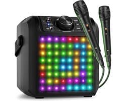 Karaoke set met 2 microfoons - Fenton KAR50B - Met lichteffect en Bluetooth - Voor kinderen - Zwart