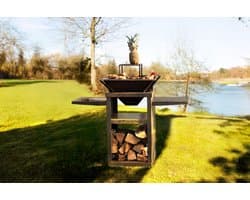 GoedMetVlees Grill Royal - BBQ - Plancha - grill - cortenstaal - vuurtafel vierkant - bakplaat - vuurschaal - buitenkeuken -