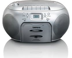 Lenco SCD-420SI - Draagbare radio CD speler met MP3 optie en koptelefoon - Zilver