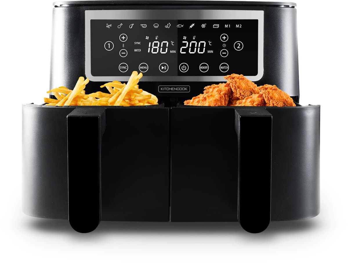Kitchencook - Airmed 8 - Dubbele Airfryer - 8 Liter - 2600W - 10 Programma’s - 2 Mandjes — afbeelding 1