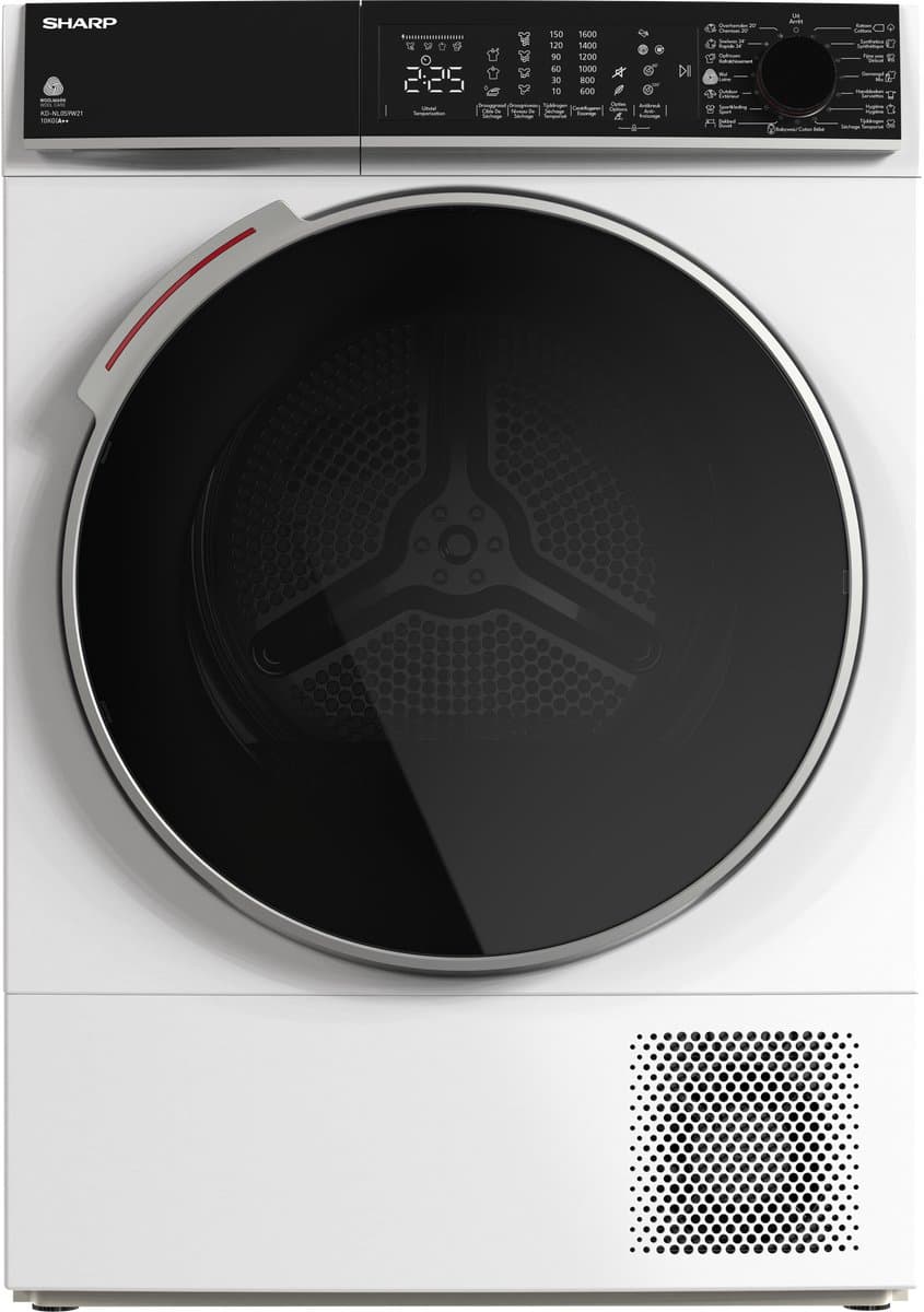 Sharp KDNL0S9GW21BE - warmtepomp droger - 10 KG - 15 programma's - trommelverlichting - wit — afbeelding 1