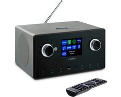 MEDION P85444 2.1 internetradio met subwoofer (DAB+, FM-radio, Spotify Connect, wifi, Bluetooth, streaming, equalizer, kleurendisplay, USB, AUX, wekker, sluimerfunctie, slaaptimer) zwart
