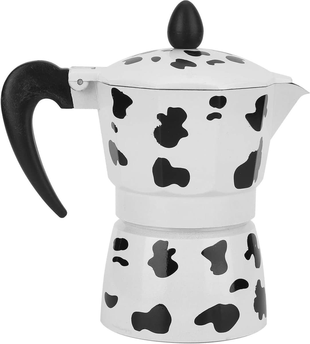 Aluminium Kookplaat Draagbare Espresso Maker - Moka Pot Met Hittebestendige Handgrepen Melk Koe Patroon - Thuis Koffie Winkel Gebruik - 3 Cup 150ML — afbeelding 1