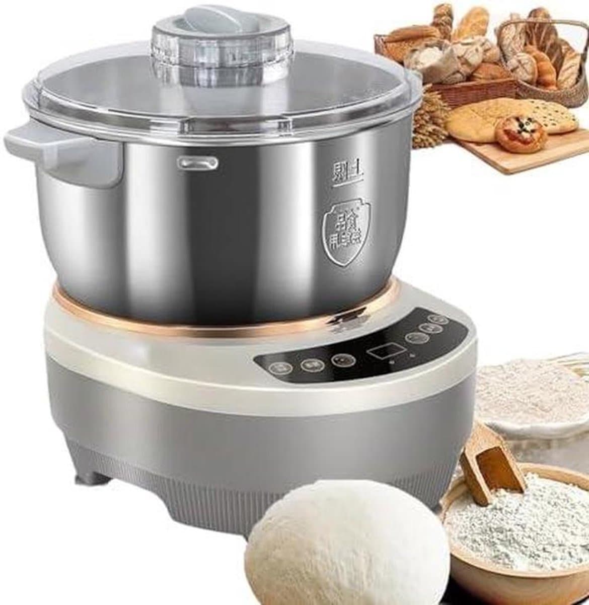 Elektrische Deegmixer - Kneedmachine - Bakken Thuis - Met Fermentatie - 5L of 7L - Zilver — afbeelding 1