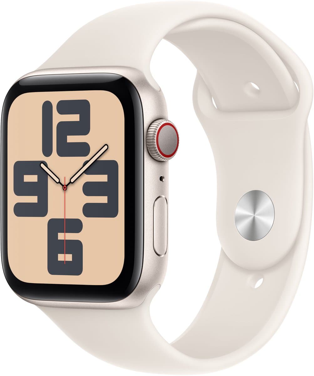 Apple Watch SE 2024 GPS + Cellular 44mm Starlight Aluminium Case with Starlight Sport Band - M/L — afbeelding 1