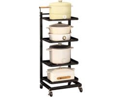 Magnetron Plank Stand - Keuken Opslag - Ruimte Besparen - 4 Verstelbare Planken - 40.5 cm breed - Zwart