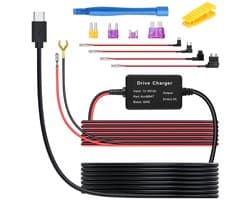 Dailygoody - Dash Cam Oplader - Universele Dash Cam Hardwire Kit - Hoogwaardige Kwaliteit - Type-C USB - Laagspanningsbeveiliging - Geschikt voor Dash...
