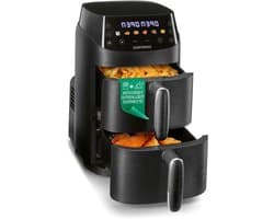 Verticale Heteluchtfriteuse - Airfryer Dubbele Kamer - Gezond Koken - Twee Gerechten Tegelijk - 5 Liter - Zwart