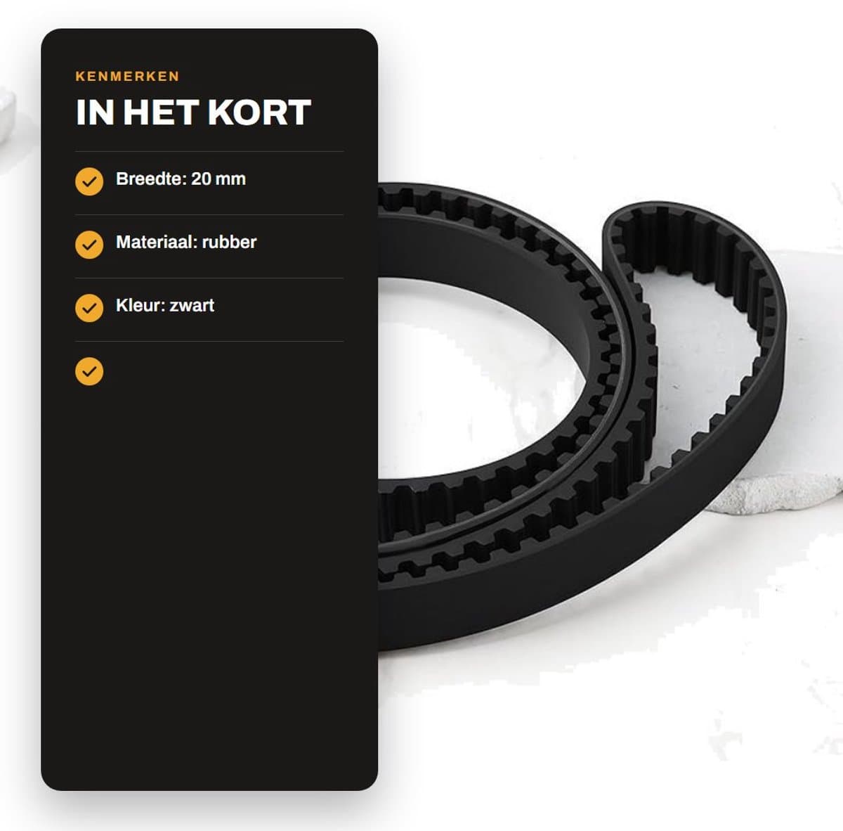 Dailygoods- Distributieriem Vervanging 20 mm - Compatibel met Countax - Compatibel met Westwood - Rubber - Omkeerbaar Tractor Maaidek - Zwart - Grasmaaierriem — afbeelding 1